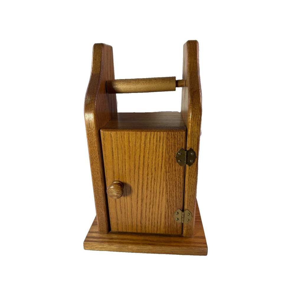 Vintage Solid Oak Freestanding Toilet Paper Holder Stand Storage Cabinet Farm
